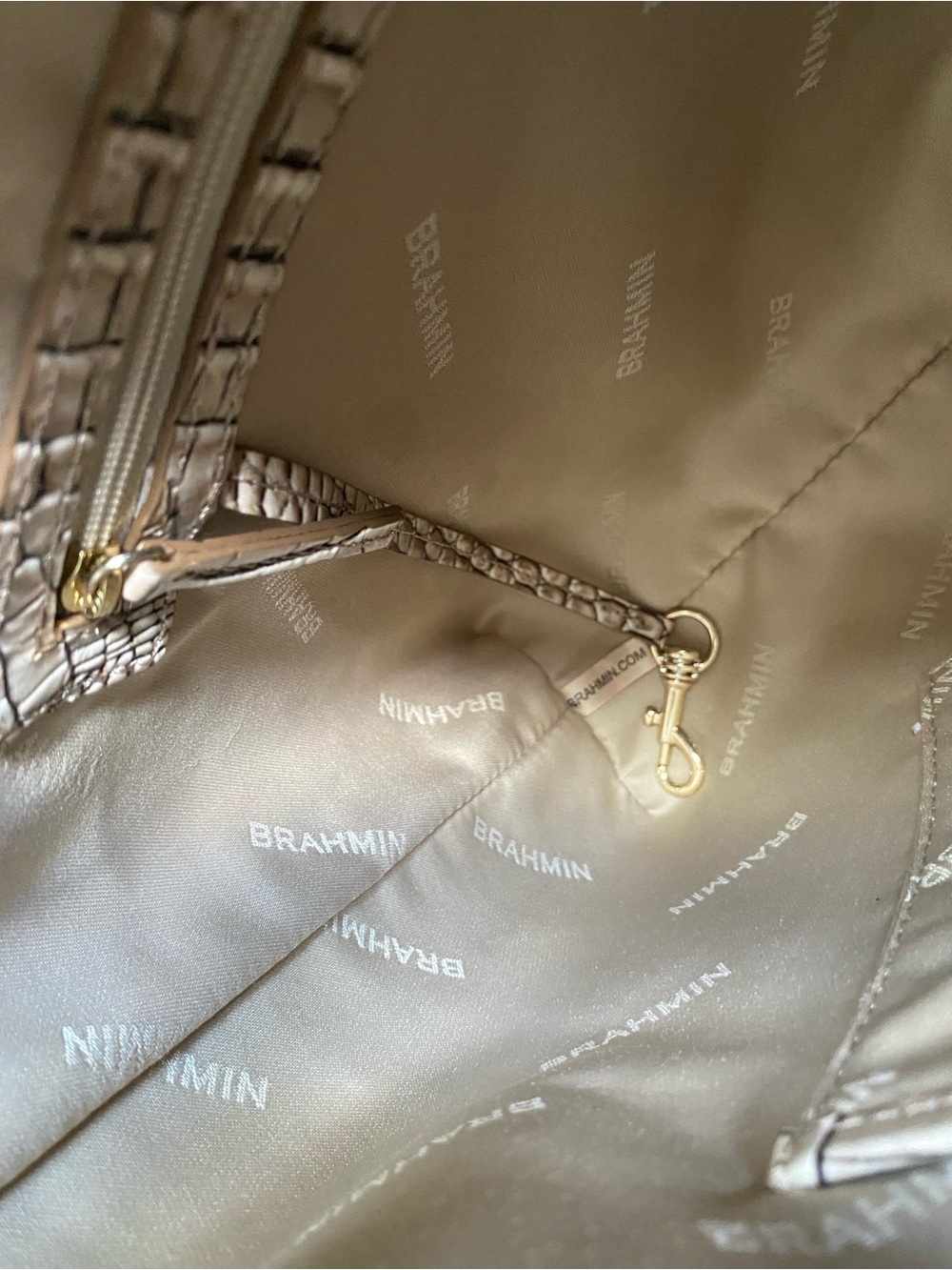 Brahmin Tabitha Tri-color Melbourne Leather Shoulder Bag Cocoa Conway - Picture 14 of 15